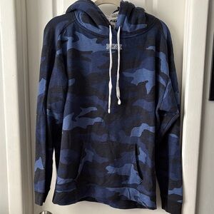 Victoria's Secret PINK Blue and Black Camo Hoodie Sherpa hood LARGE